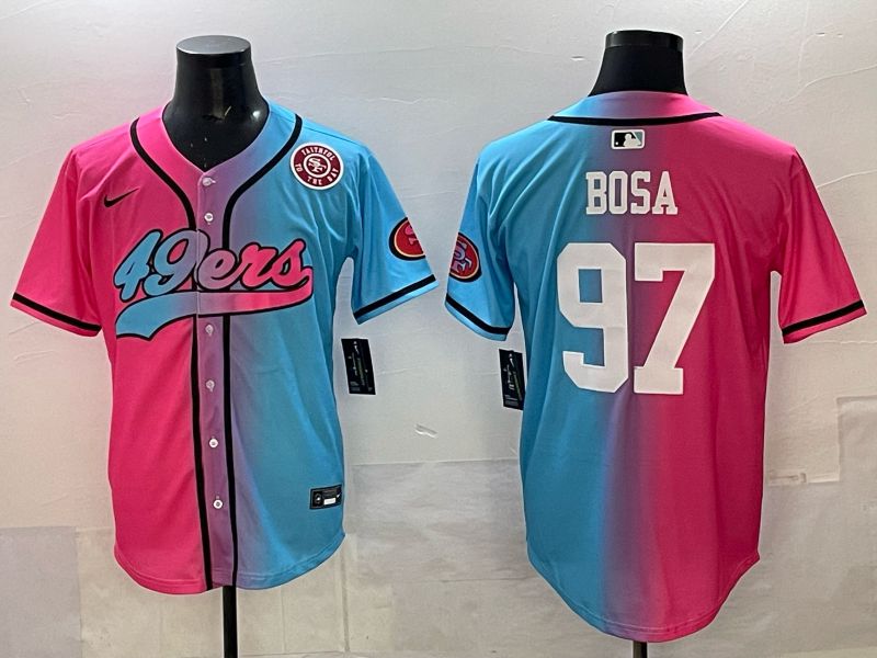Men 2025 San Francisco 49ers #97 Bosa Pink Blue Nike Limited NFL Jersey 011->san francisco 49ers->NFL Jersey